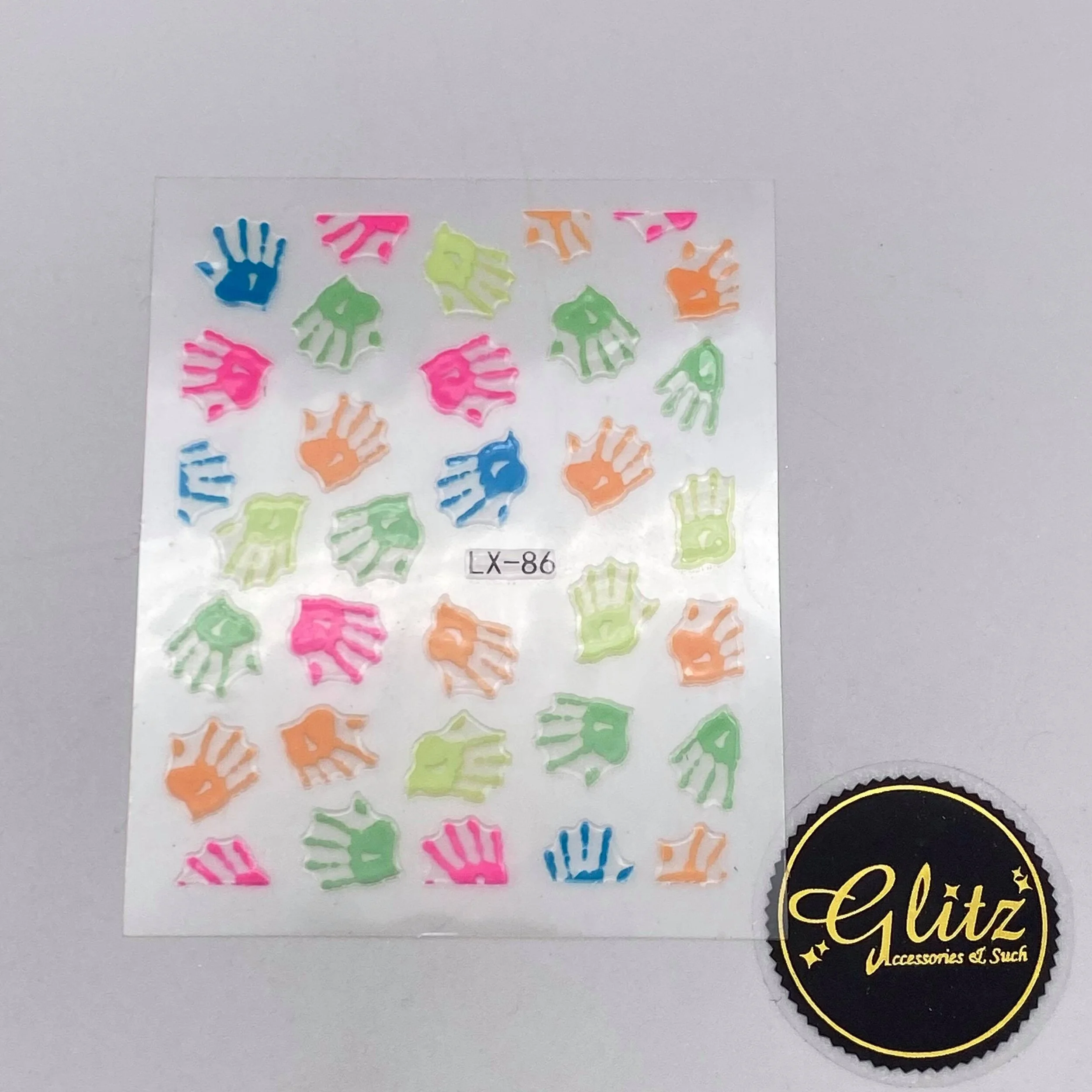 Neon Hand 86 - Nail Art Sticker
