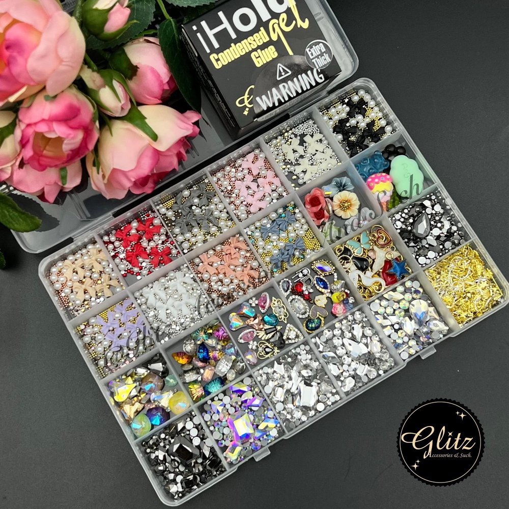 Glitz Crystals and Charms Megamix - Limited Edition + Extra Thick Condensed  Glue Gel — Glitz Accessories & Such.