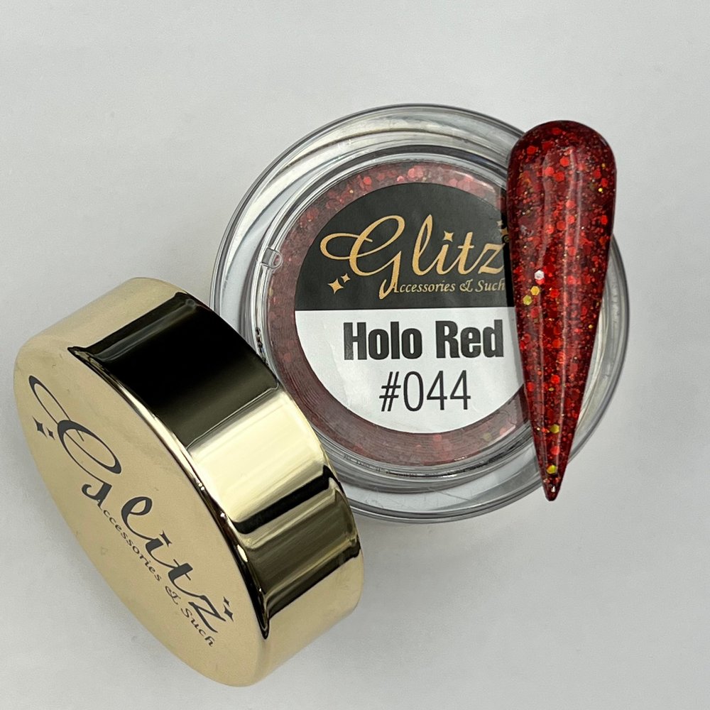 044 Holo Red - 2-in-1 Acrylic Powder — Glitz Accessories & Such.