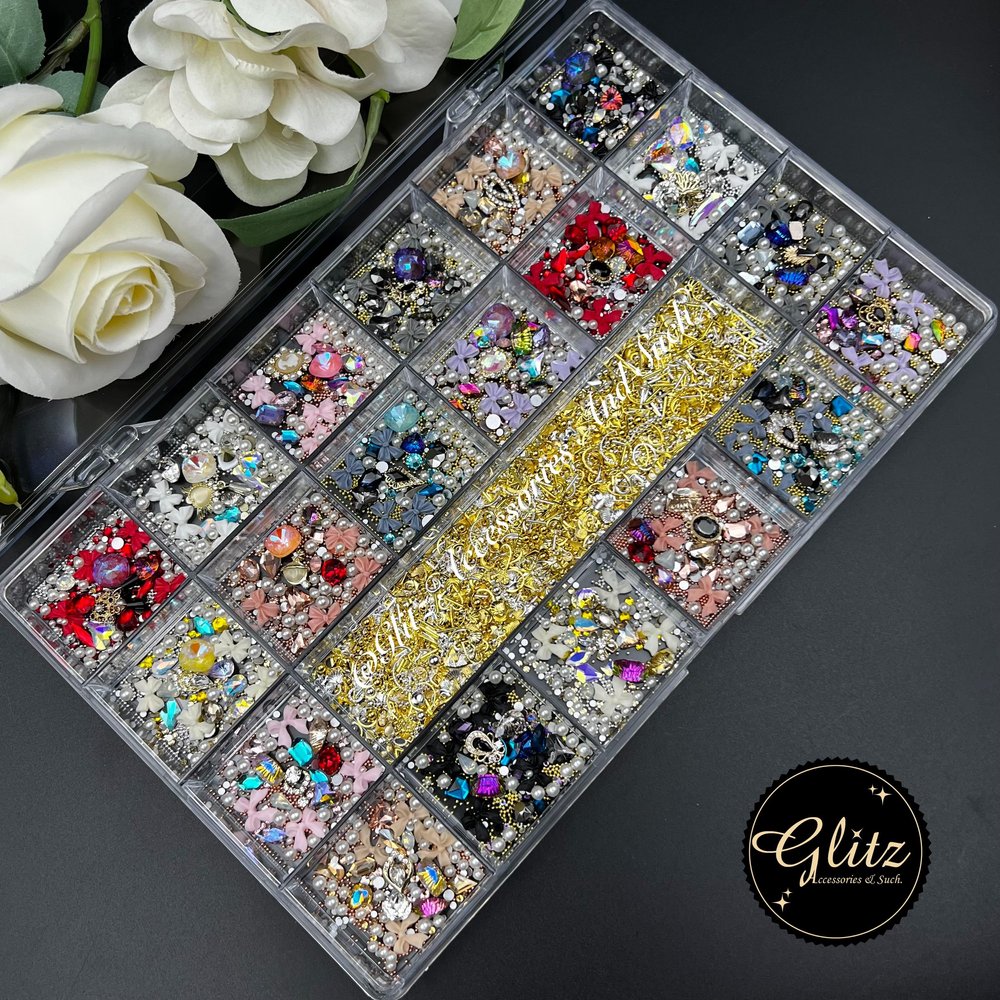 Glitz Crystals and Charms Megamix - Limited Edition + Extra Thick Condensed  Glue Gel — Glitz Accessories & Such.
