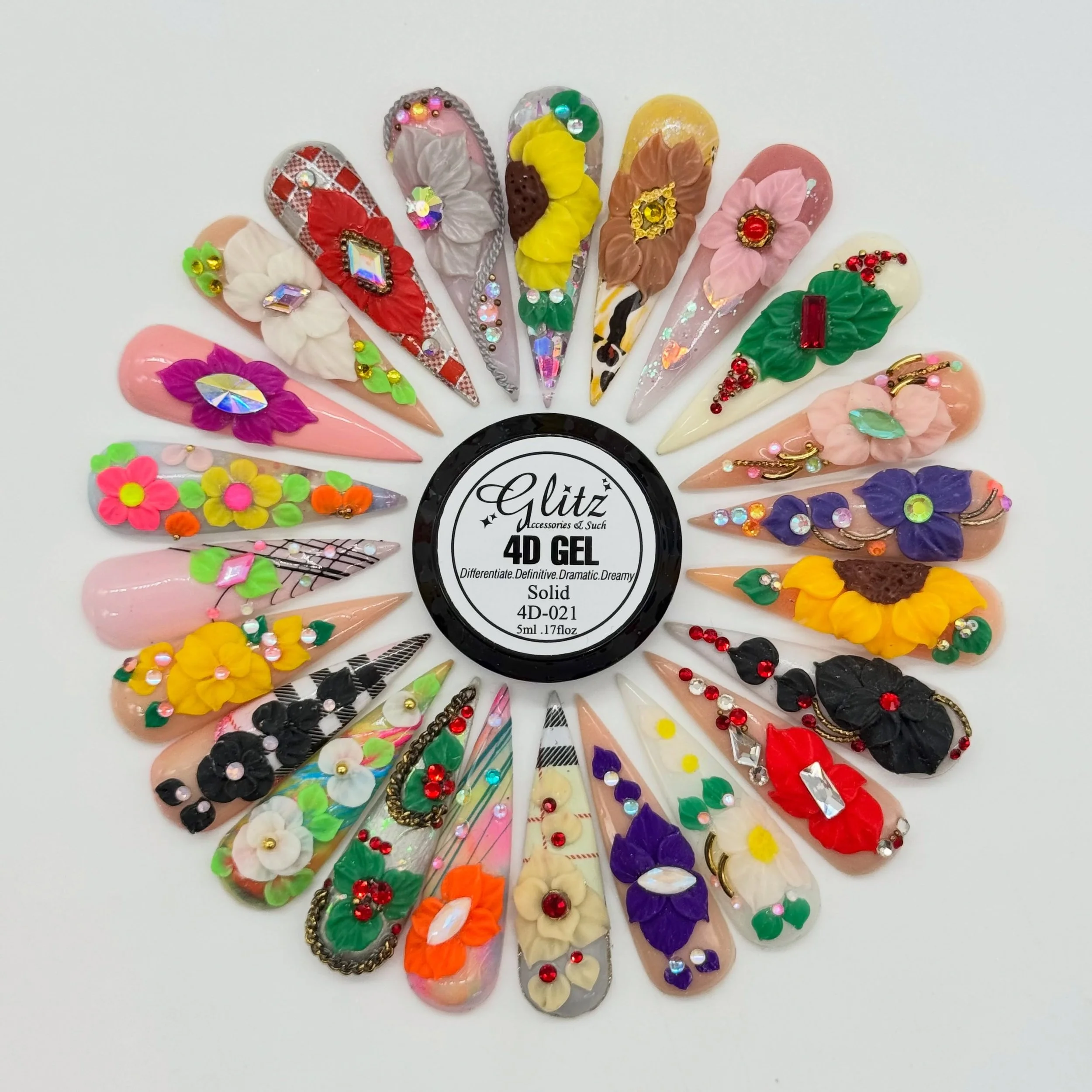 🌸 Create 3D Nail Art That Truly Stands Out with Glitz 4D Gel! ✨

Sculpt beautiful flowers, leaves, bows, and textured designs with a gel that is easy to mold and holds its shape. Perfect for nail techs, press-on artists, and creative beginners! 💅


