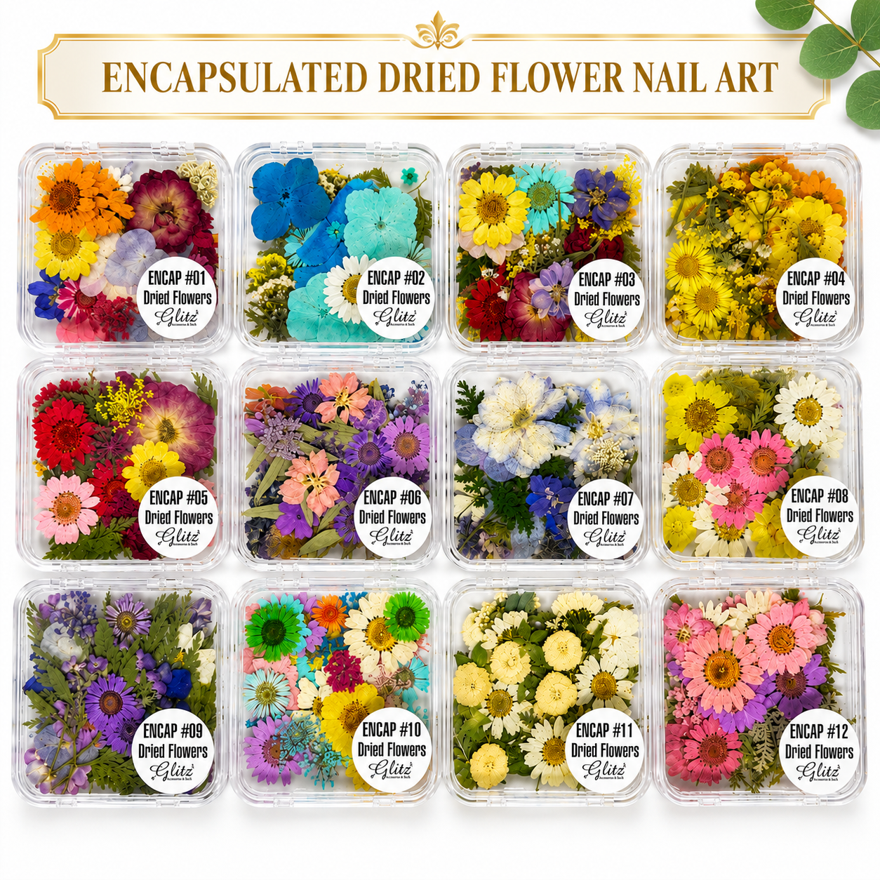 Encapsulated Real Dried Flower Nail Art