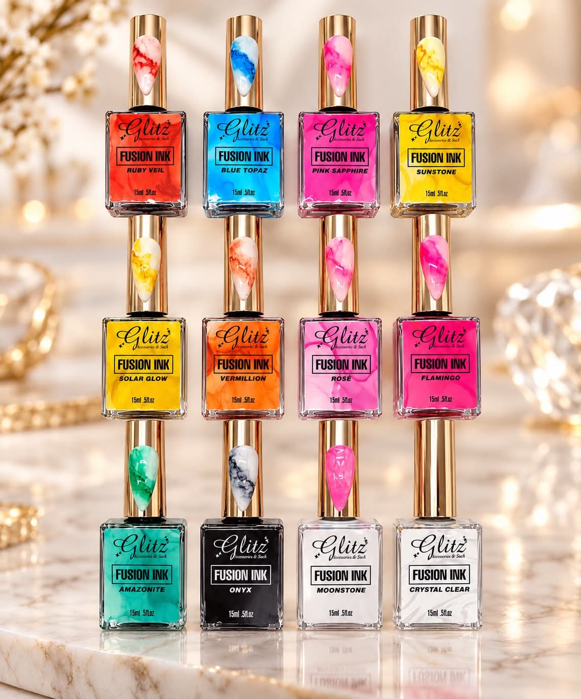 Artist's Palette - Fusion Ink Set of 12 - Pre-Launch Special + FREE Top Coat, Base Coat