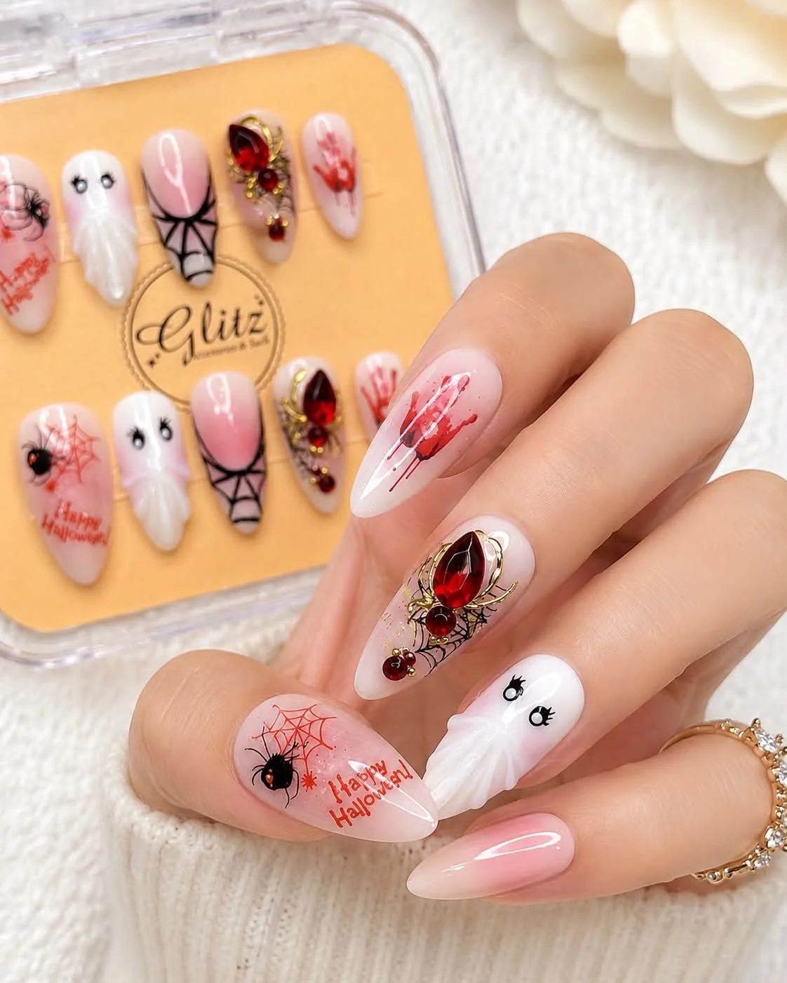 Bloody Halloween Press-On Nail Set - S Almond Medium