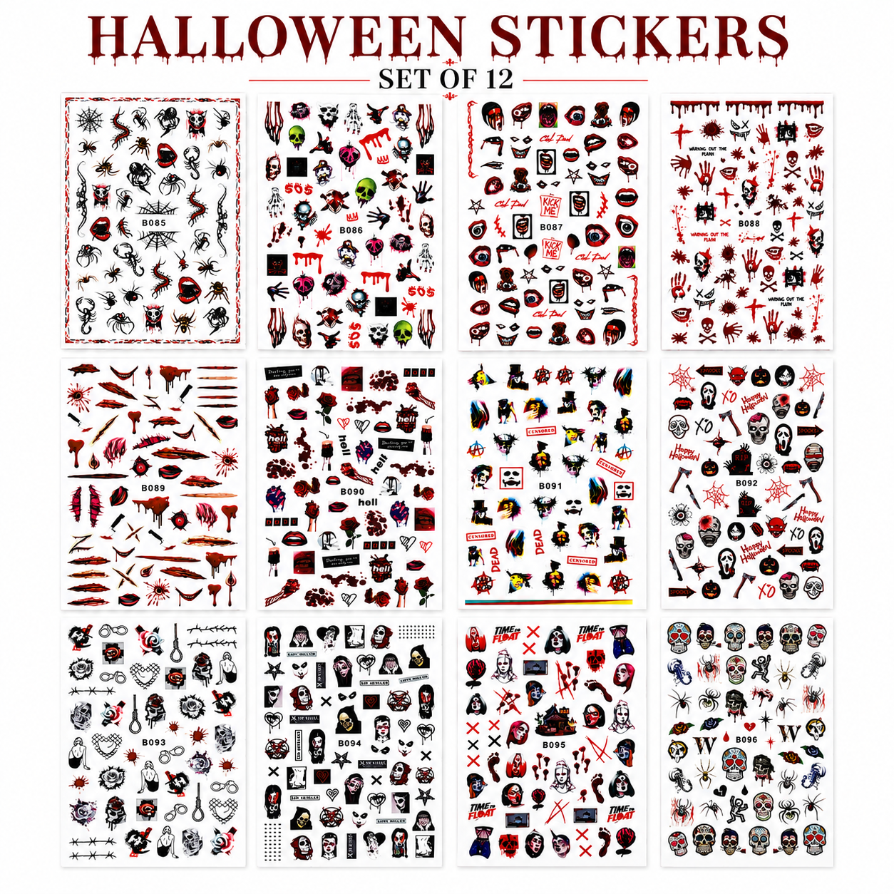 Halloween Trendy Stickers Set of 12