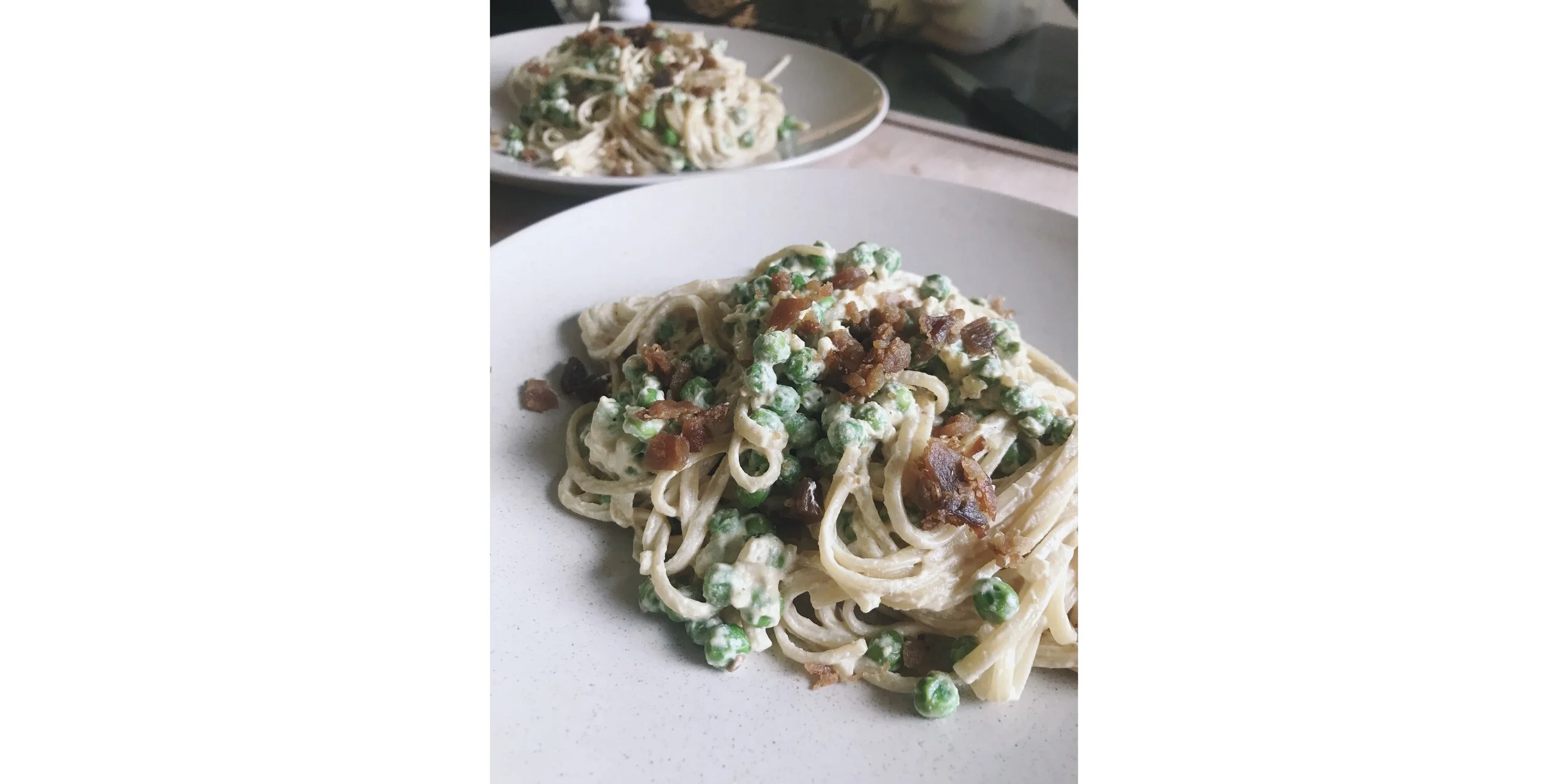 Recette de pâtes sauce "carbonara" sans lactose