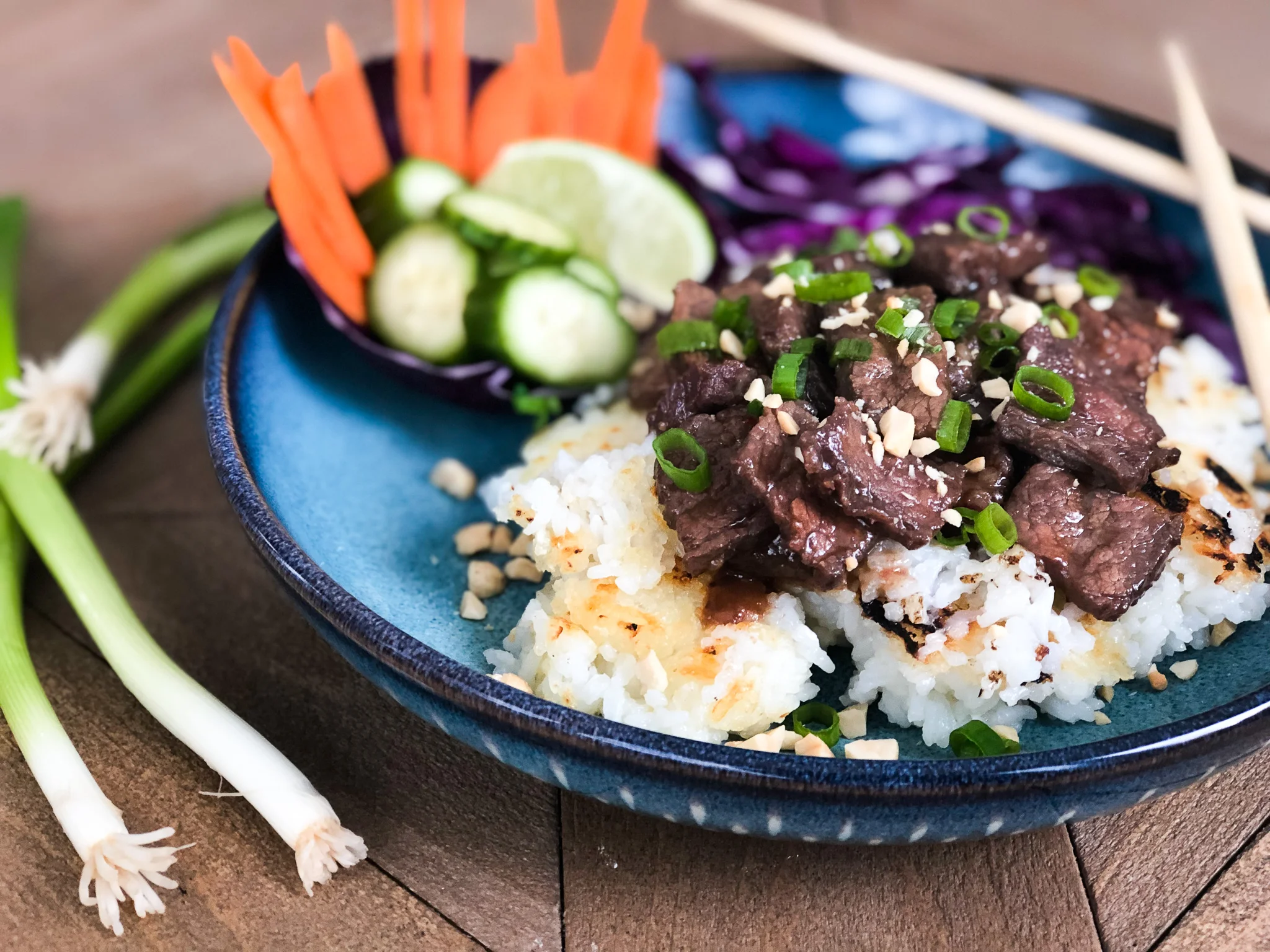 vietnamese beef with crispy rice