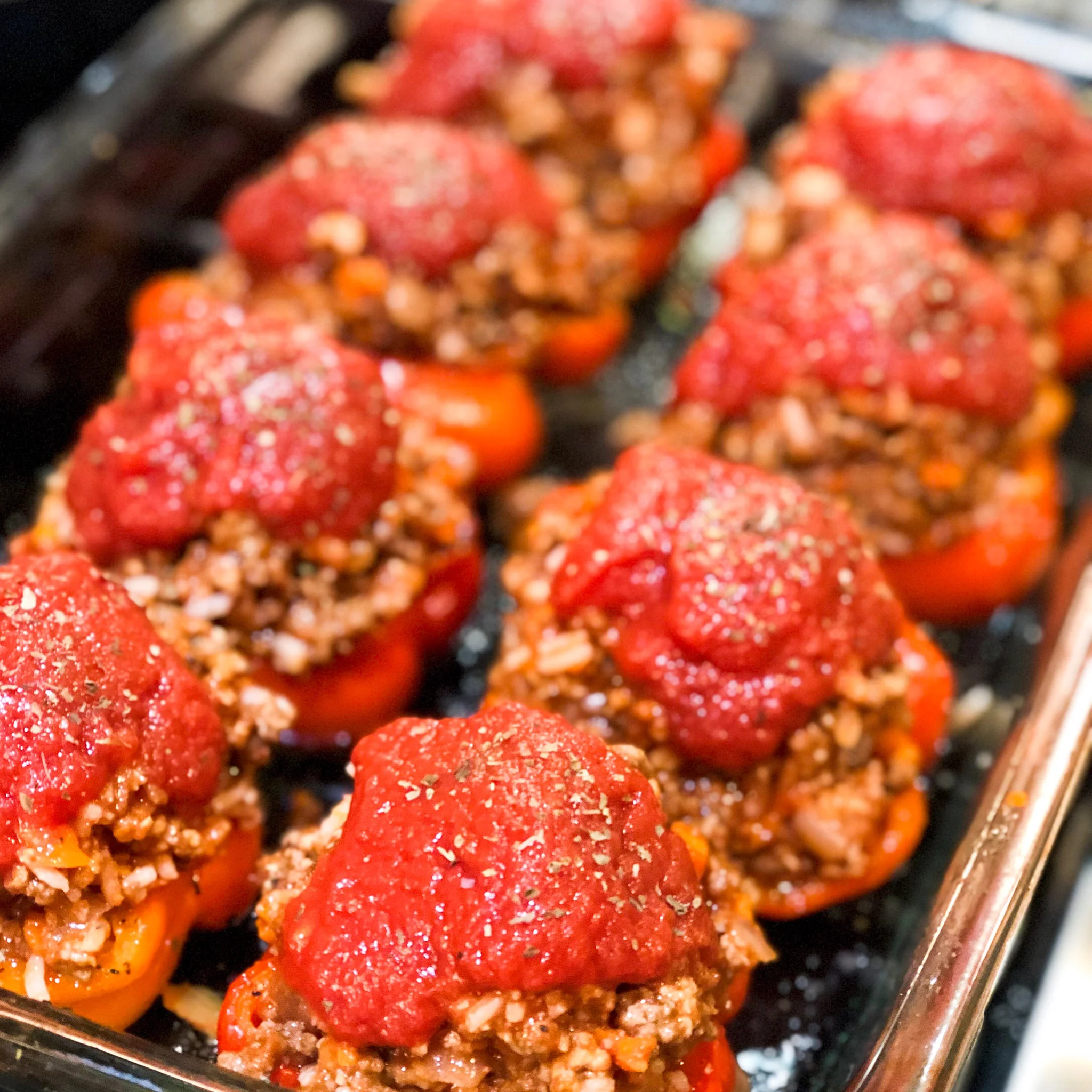 beef &amp; veggie stuffed peppers