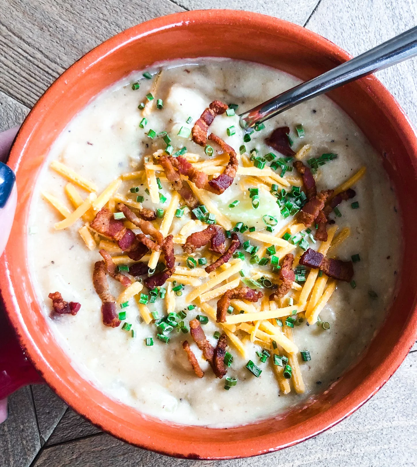 "lighter" loaded baked potato soup