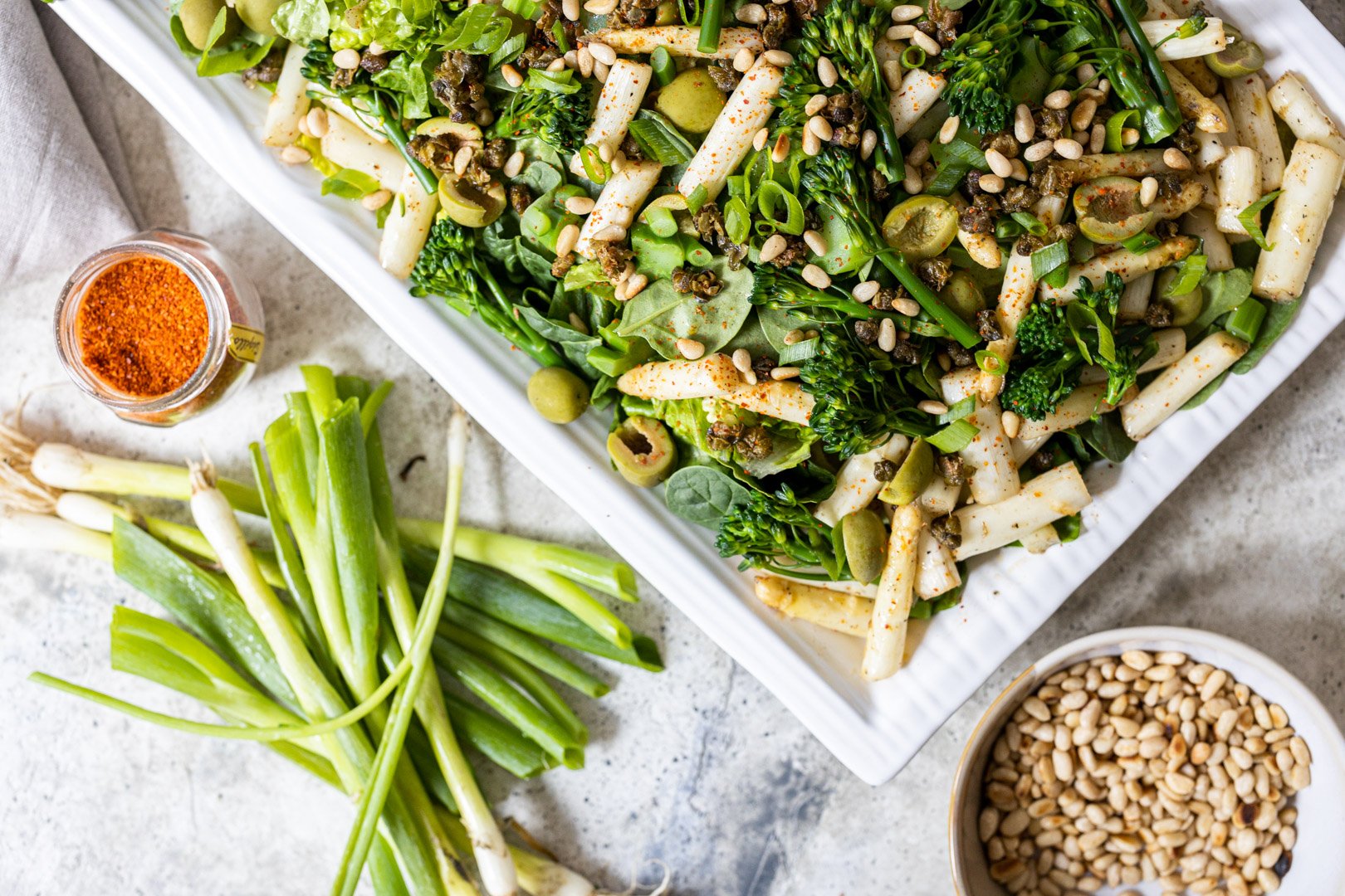 broccolini, asparagus &amp; crispy capers salad