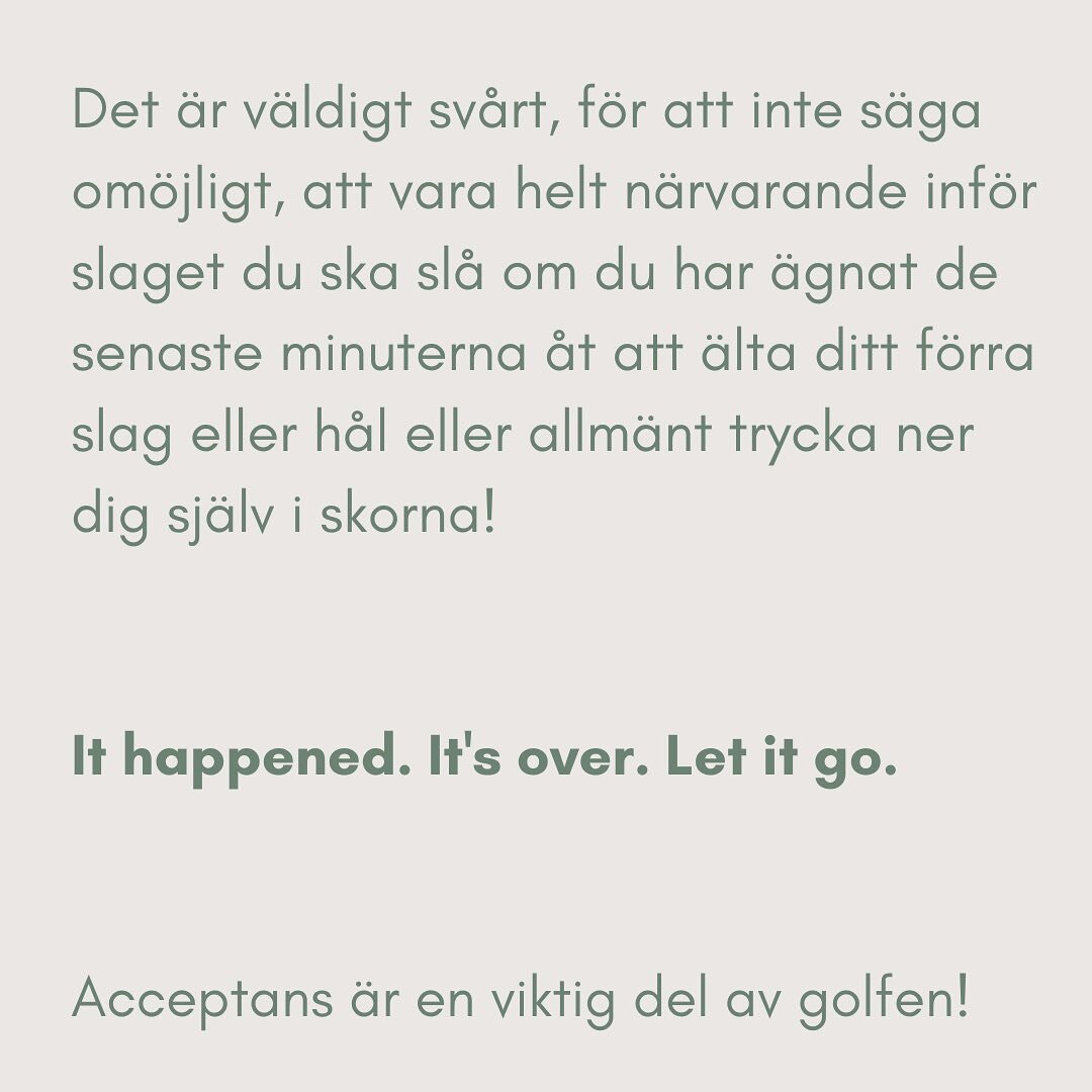 Hur sv&aring;rt &auml;r det f&ouml;r dig att acceptera och g&aring; vidare efter ett d&aring;ligt h&aring;l eller slag? 🏌🏽&zwj;♀️

Ibland kan ett d&aring;ligt h&aring;l s&auml;tta oss ur balans och leda oss ner i en negativ spiral av oproduktiva k&