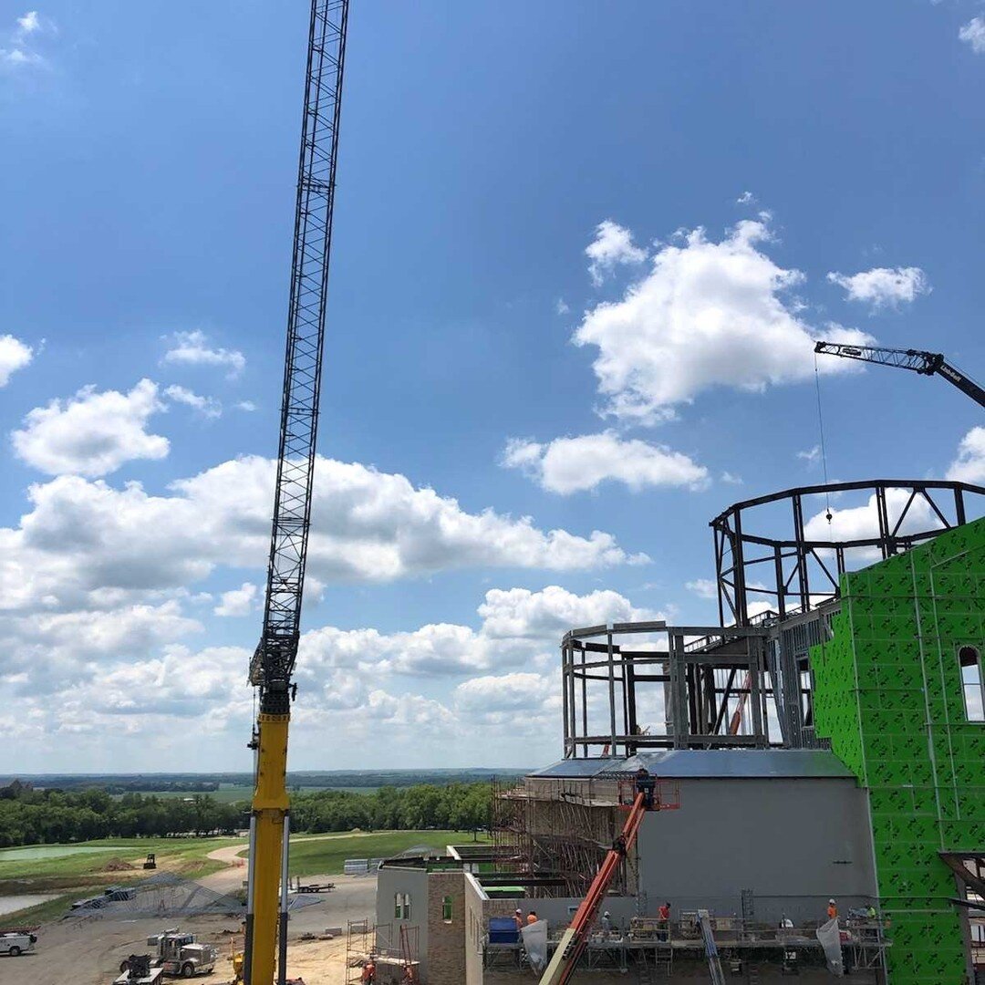 A test run is being conducted this afternoon and everything is in place to be set in motion -- the cupola will be raised tomorrow morning, bright and early! 

TUESDAY, JULY 13 at 6:00AM 
The cupola should be in the air before 7AM.