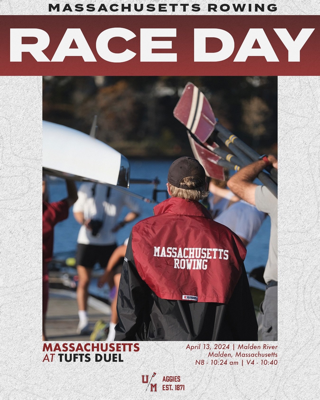 🚨SEASON OPENER🚨

This Saturday, the Aggies take to the Malden River to open up their season at Tufts. Go Aggies!
.
.
.
#umass #massachusetts #rowing @umass