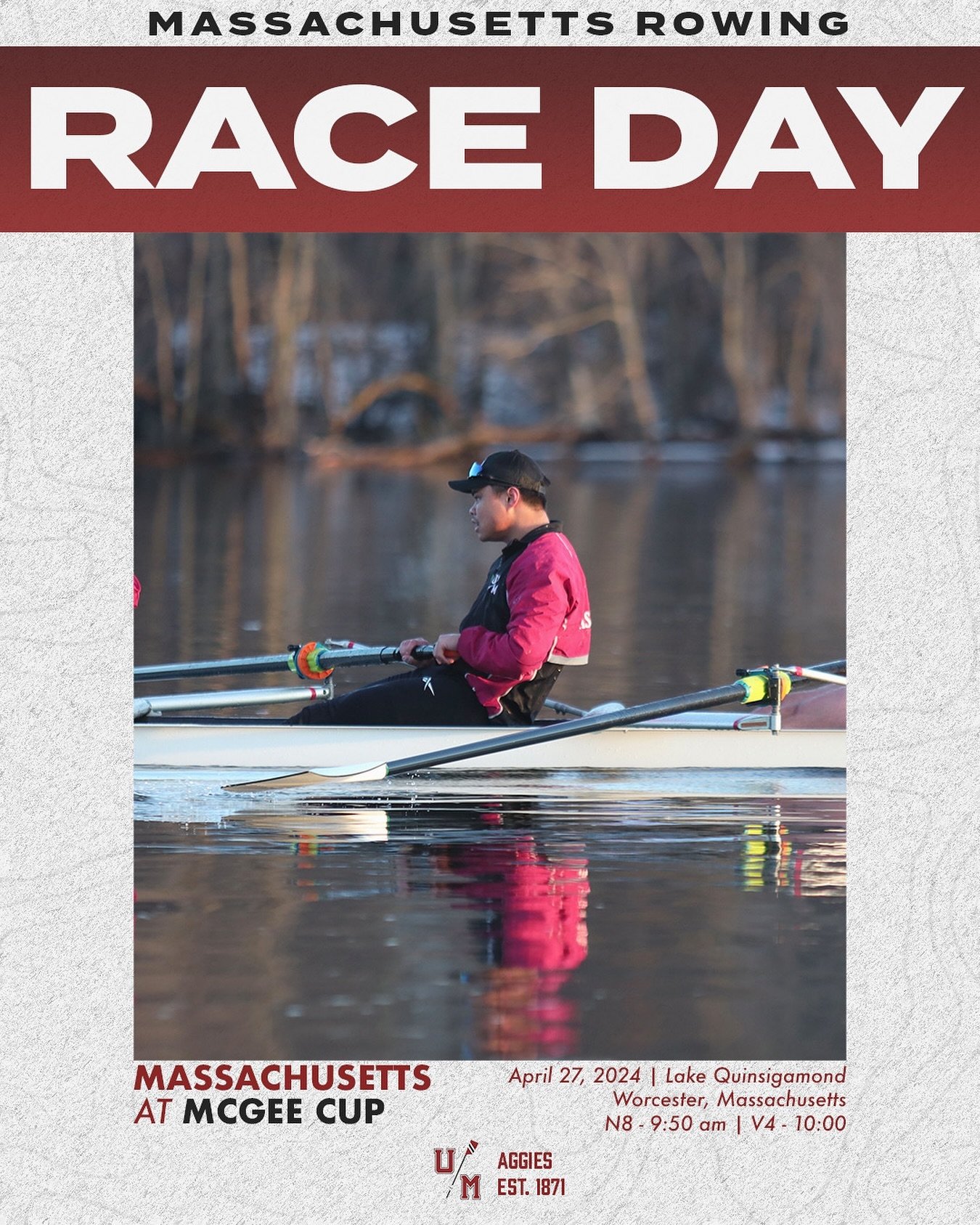 The Aggies take it back to Worcester tomorrow for their last regular-season regatta at the McGee Cup.

Come watch Mark&rsquo;s Godspeed catches live at Donahue rowing center! Go Aggies

#fjf