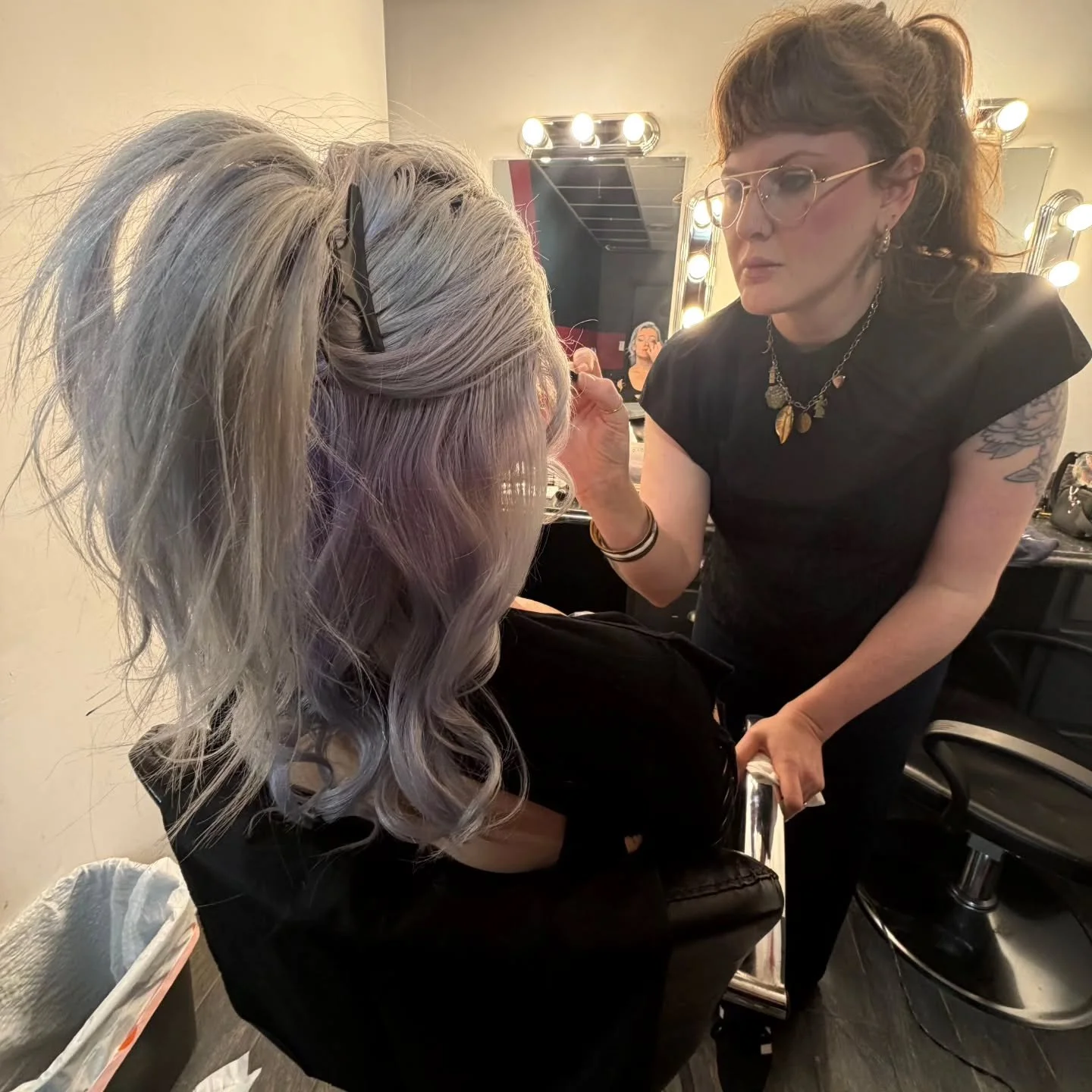 Yesterday was such a long and productive creative day! Thank you to @serpentene for creative collaboration and snapping this behind the scenes picture of me applying makeup at 6am. ✨