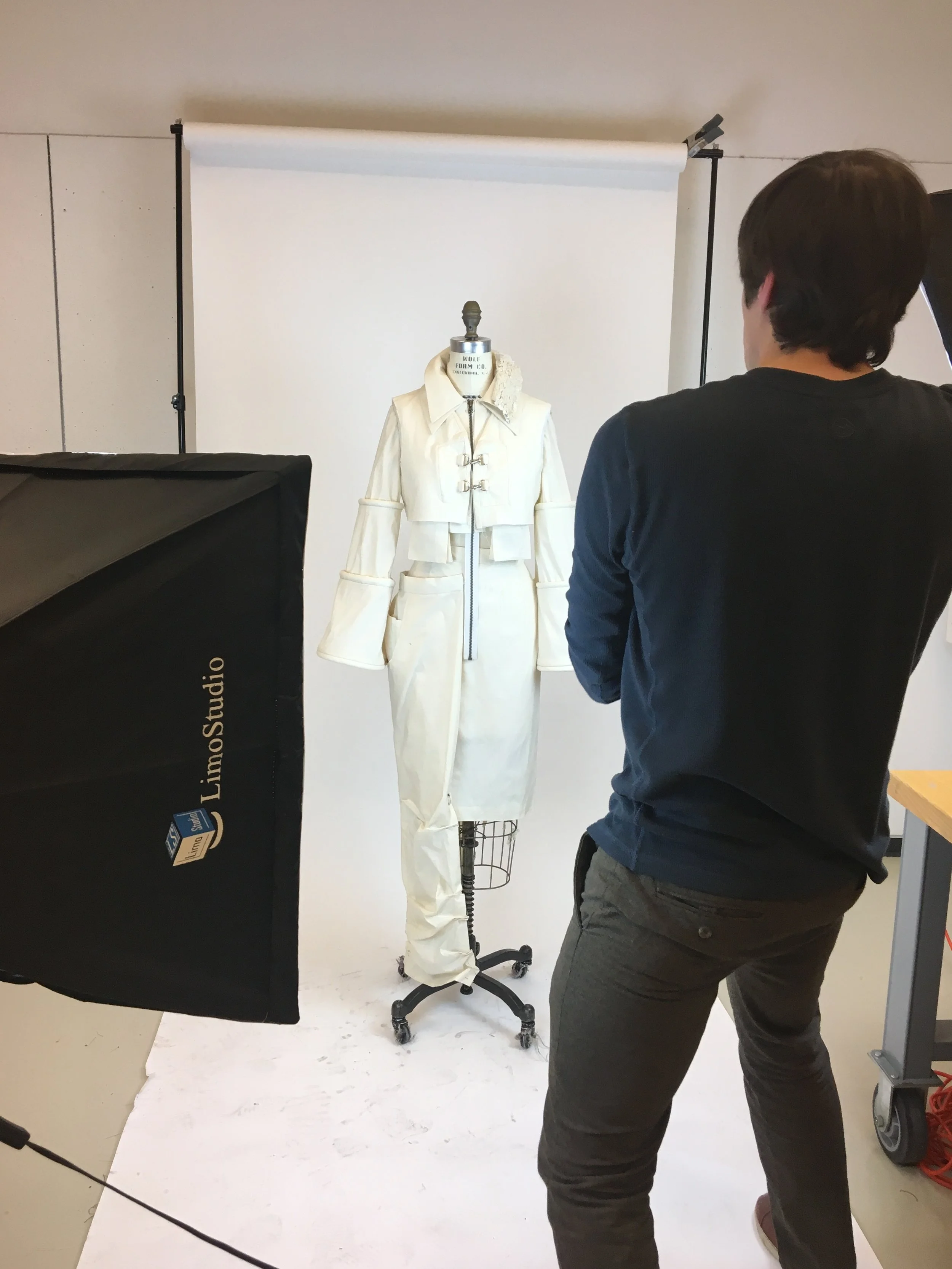  An in-progress shot of the garment, while being shot for departmental documentation. 