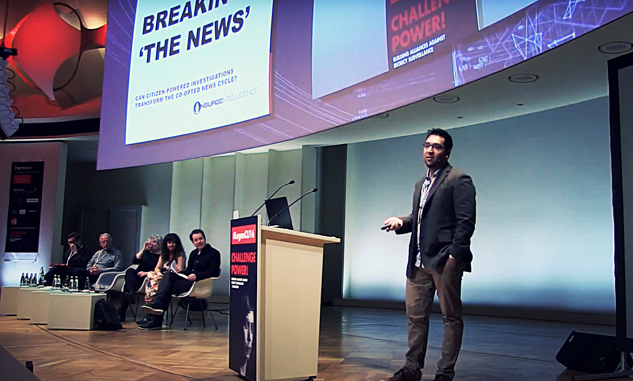 Nafeez Ahmed speaking about his independent journalism venture, INSURGE intelligence, and his experiences at The Guardian, at the Center for Investigative Journalism's Logan Symposium, 2016
