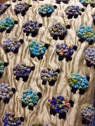 Sweet silk piece from India with sheep made from French knots