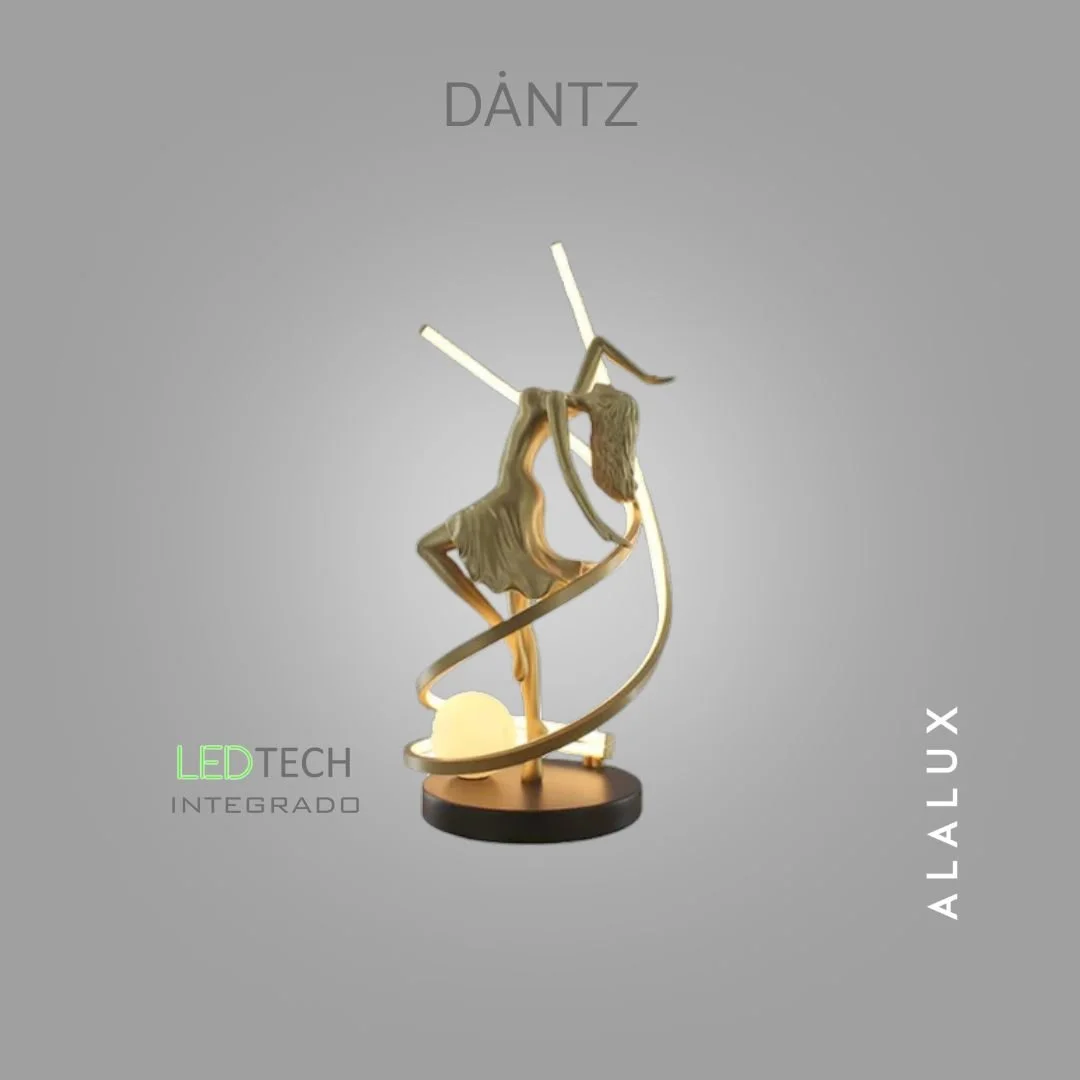 Däntz não é apenas uma luminária de mesa , é um elemento de design que une arte e funcionalidade em um só objeto. Inspirada na fluidez dos movimentos de uma bailarina, sua forma traduz leveza, sofisticação e presença, elevando o conceito de ilumina