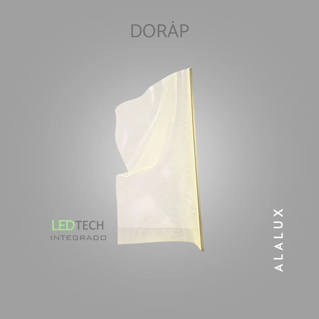  Doräp é uma luminária de piso que transforma o ambiente com uma presença artística rara. Sua luz não apenas ilumina, mas percorre o espaço com leveza e fluidez, criando uma atmosfera sensorial que desperta curiosidade e admiração. Cada curva e cada 