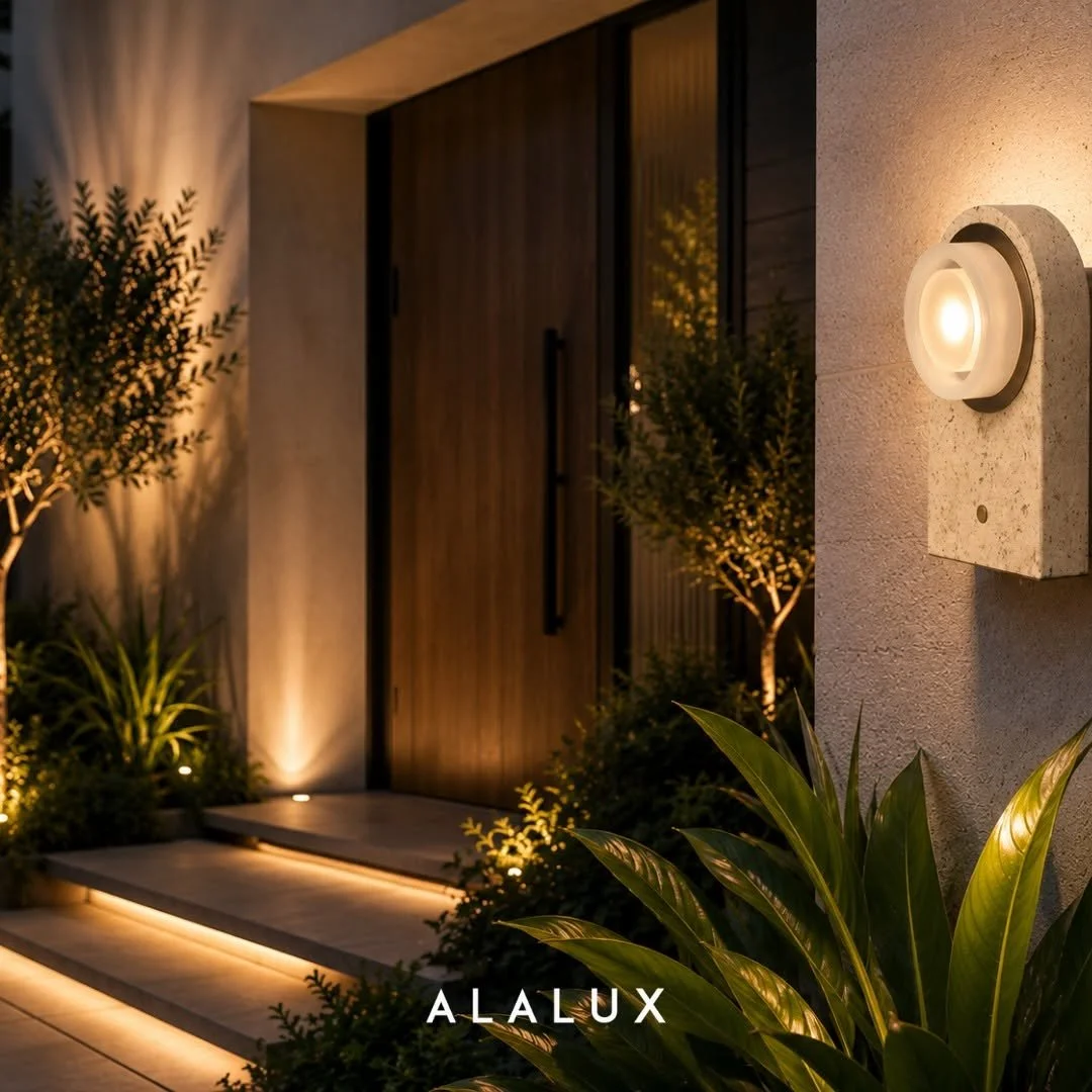  Inspirada na elegância das formas orgânicas, a  Arandela Éter  combina a imponência do  mármore travertino  com a leveza da iluminação difusa, criando uma peça de design que transcende sua função e se transforma em um verdadeiro elemento arquitetôni