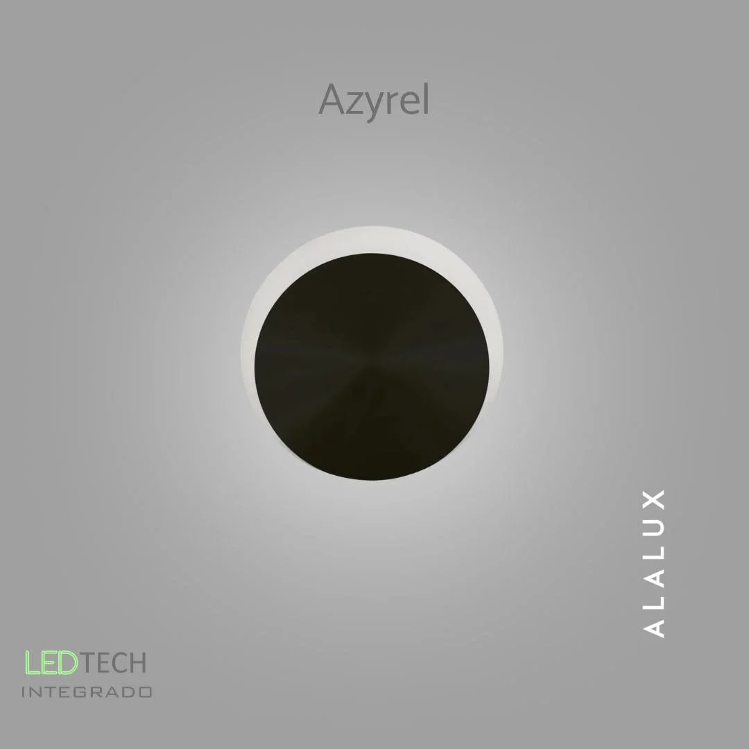  A luminária de parede Azyrel, da Alalux, apresenta uma proposta contemporânea de iluminação arquitetônica que combina design minimalista, formas geométricas e tecnologia LED integrada em uma única peça. Com formato circular e acabamento visual sofis