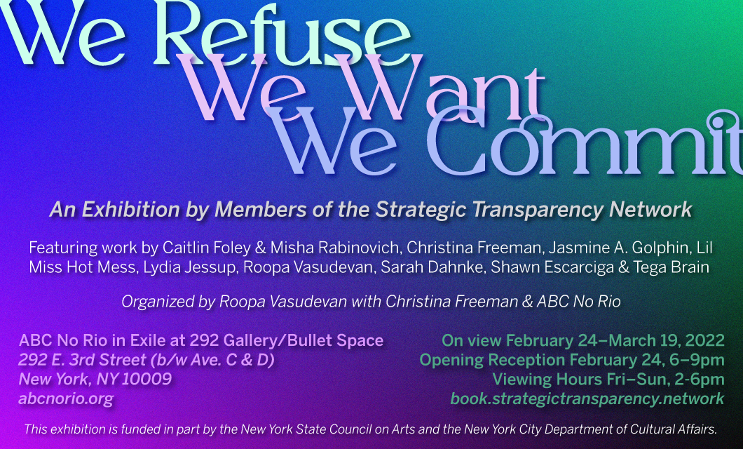WE REFUSE, WE WANT, WE COMMIT