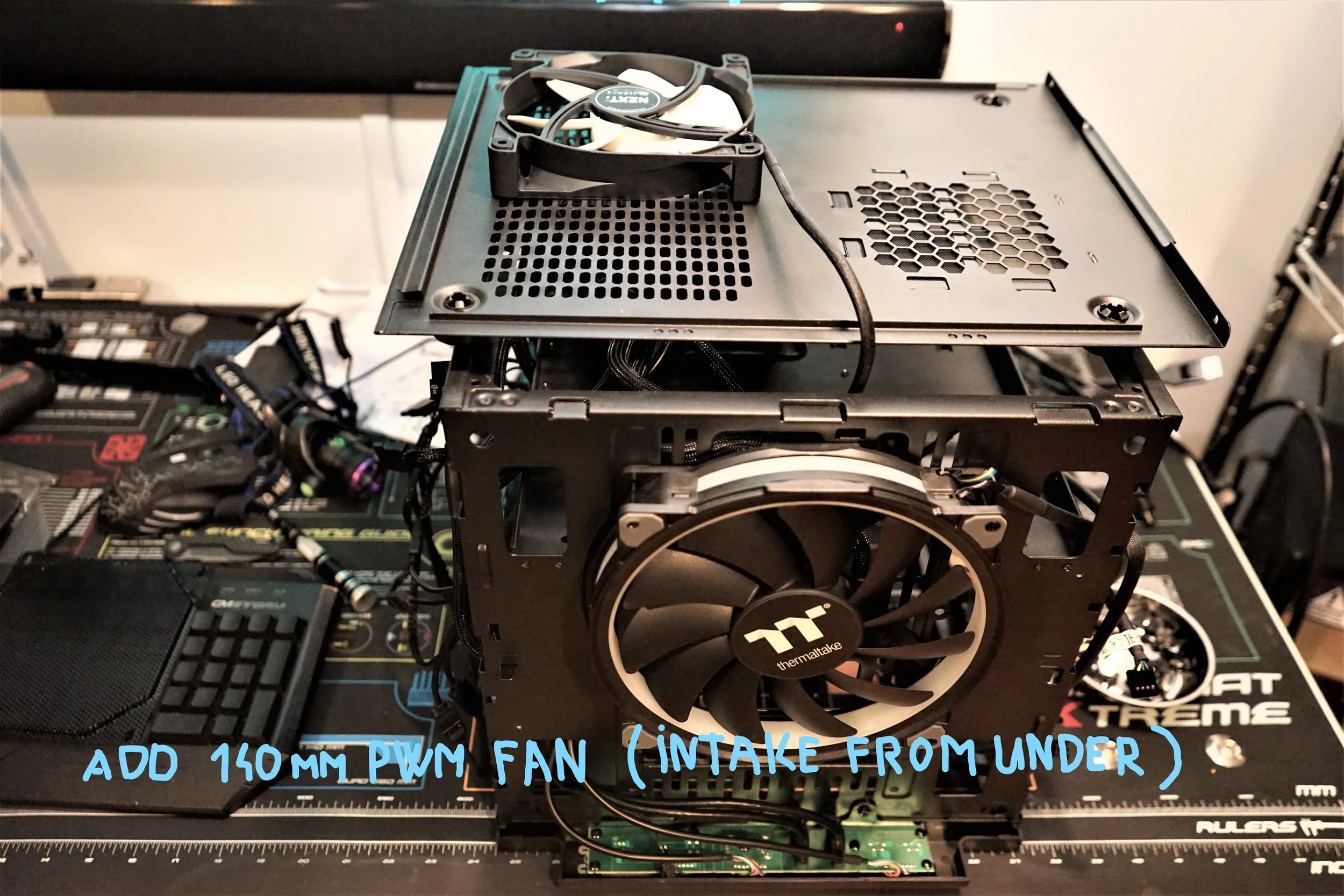 additional intake air (NZXT 140mm PWM) from the bottom