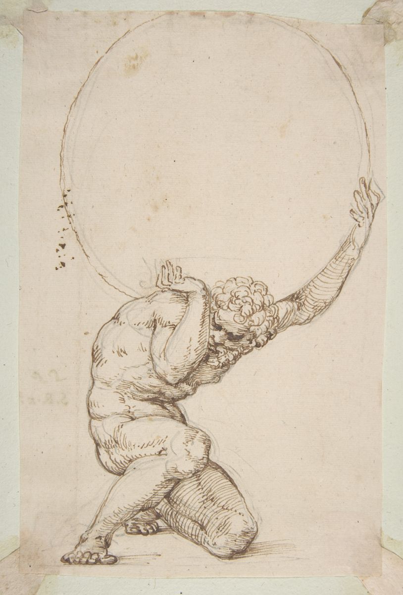 Crouching Figure of Atlas - Baldassare Tommaso Peruzzi (1481-1536)