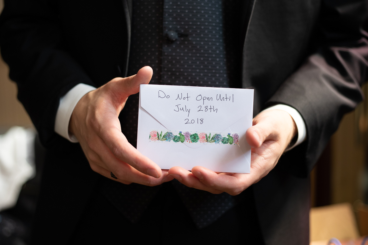 Love letter from the bride before the ceremony.
