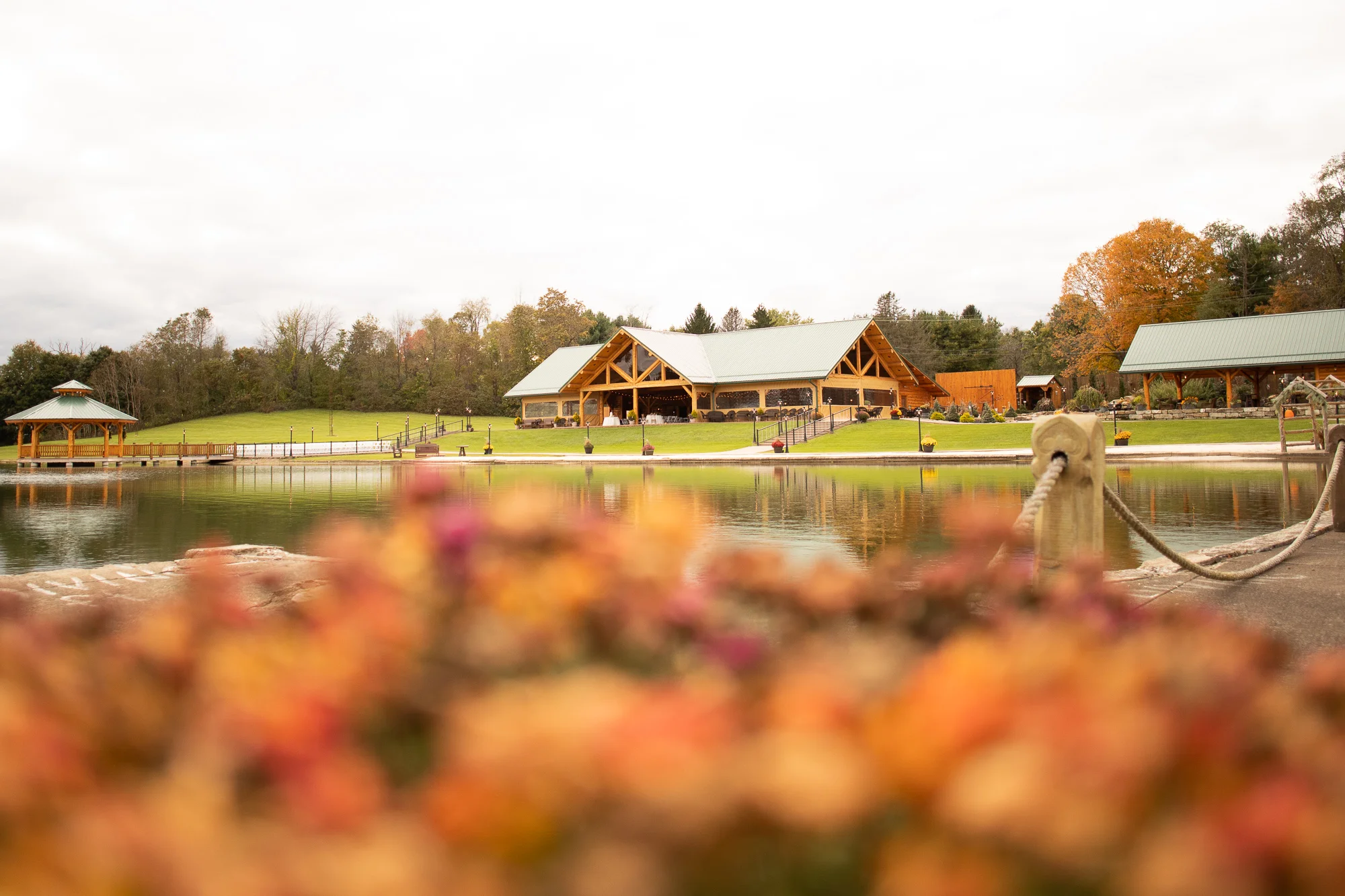 The Gathering Place at Darlington Lake in the fall.
