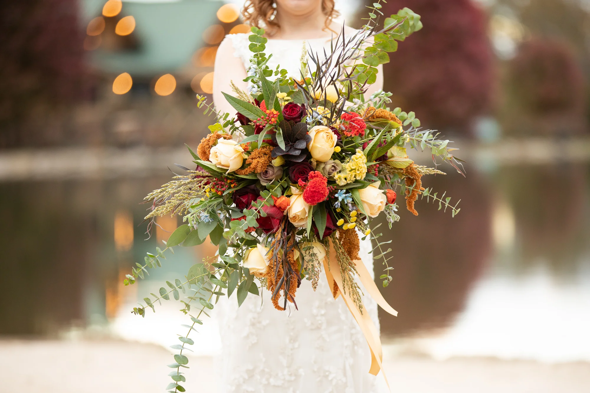 Posies by Patti bridal bouquet at Autumn wedding Styled shoot