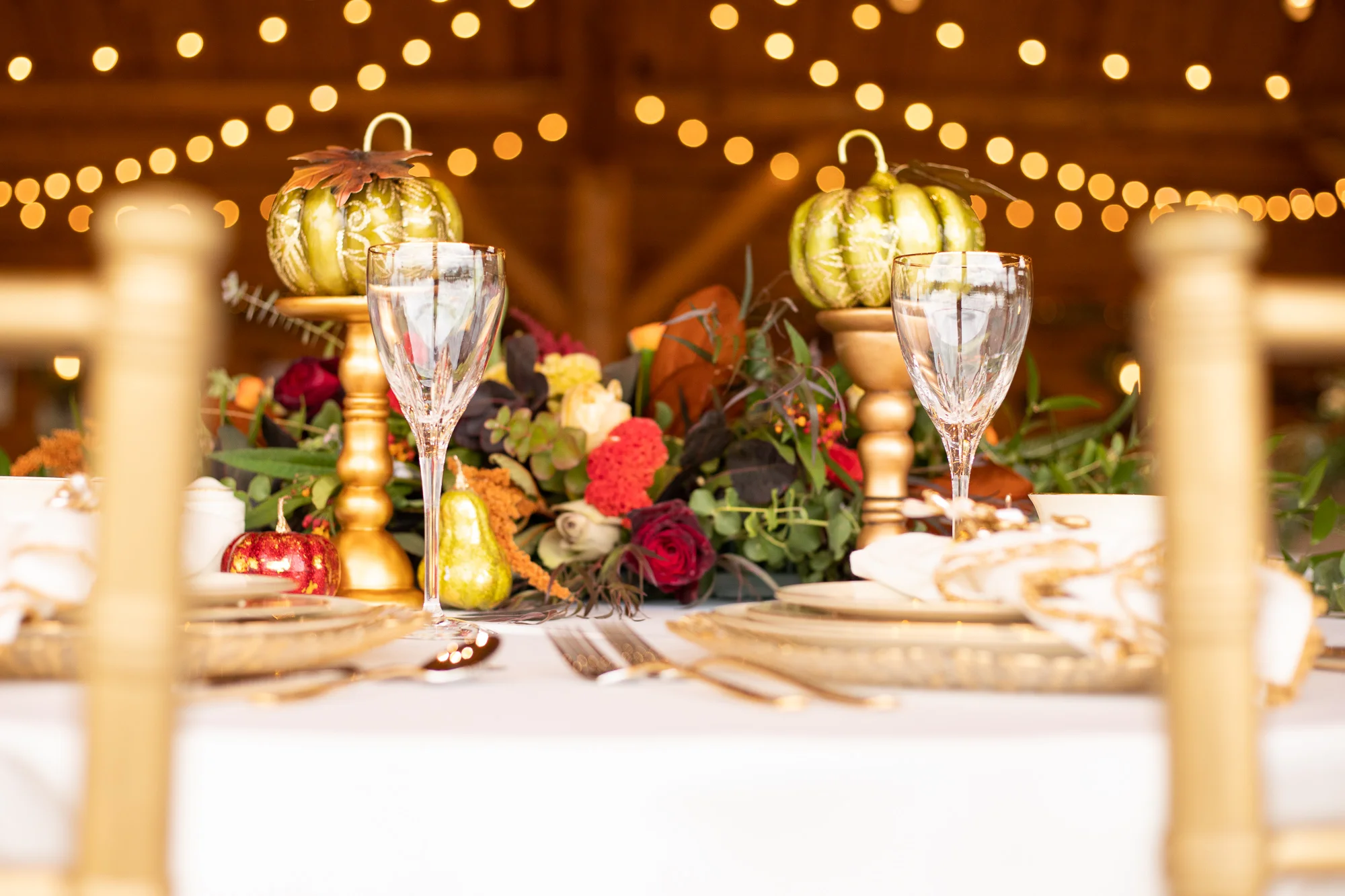 Autumn styled shoot sweetheart table.