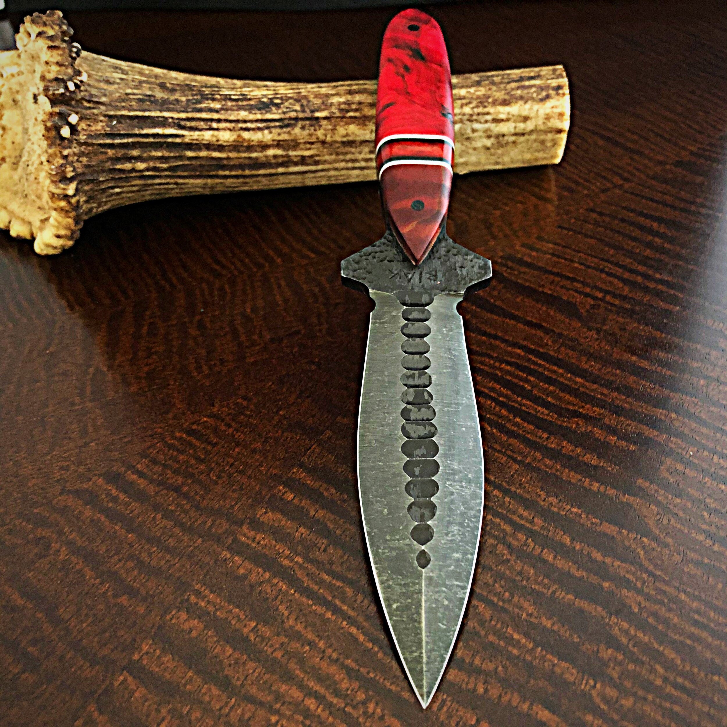 EDC Dagger in Dyed Segmented Maple Burl