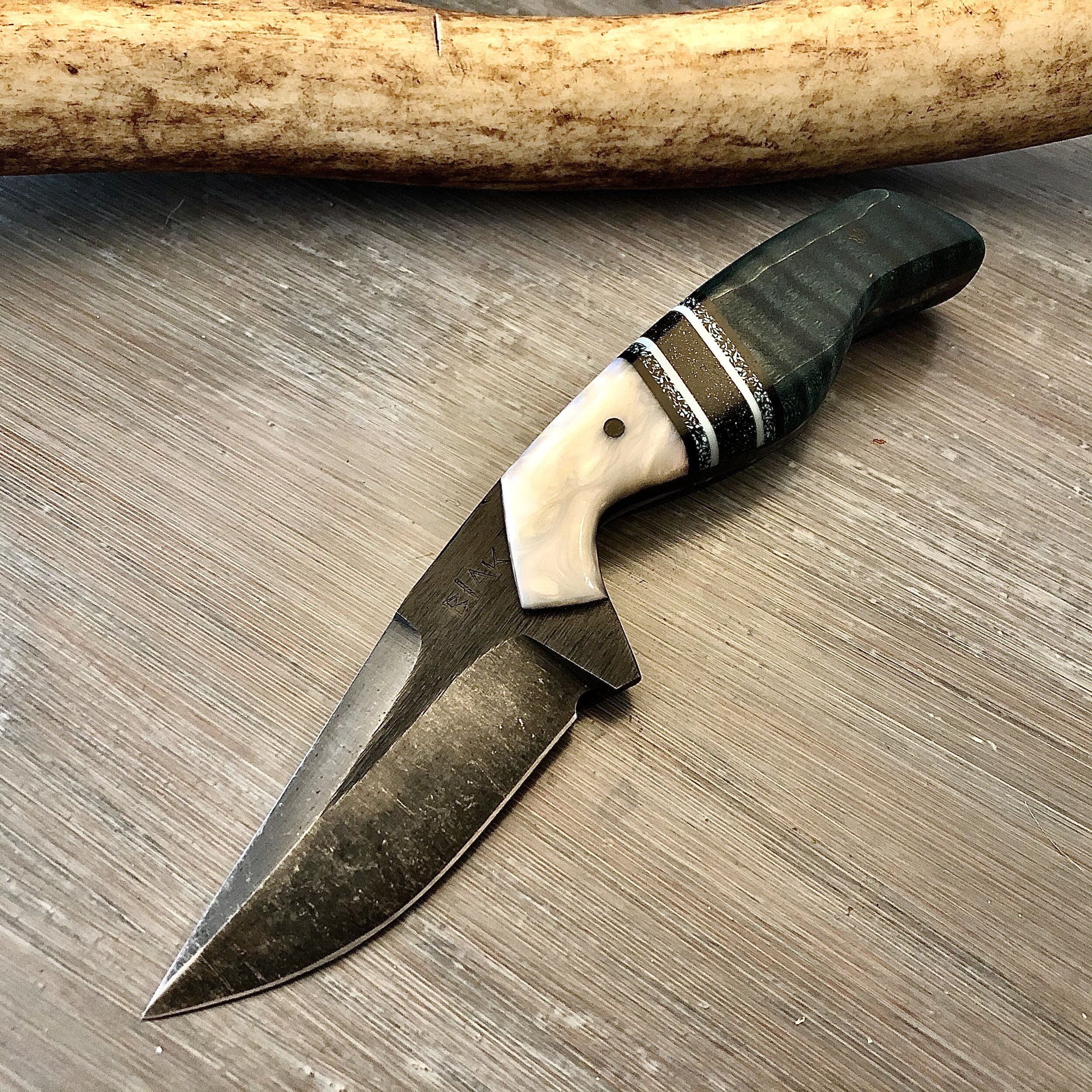 Custom Stubby dressed in stabilized segmented curly maple