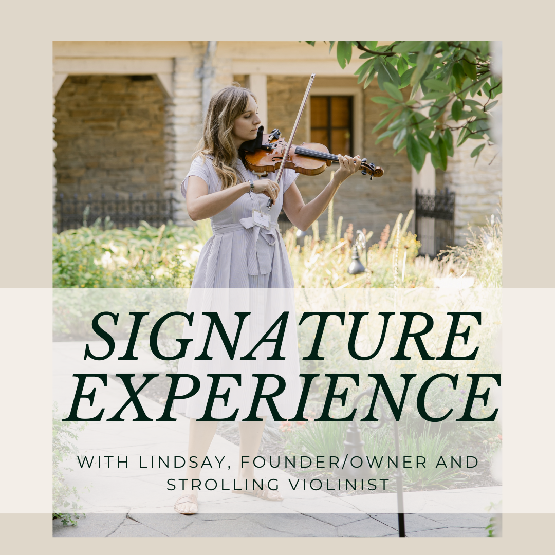 strolling violinist lindsay skipper perfomring at greenacres foundation in cincinnati