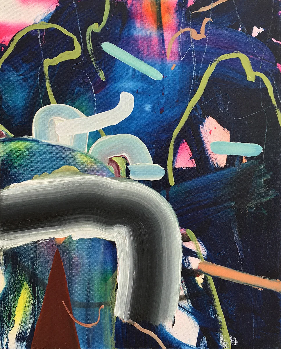 Jennifer Lefort, Untitled, 2017, oil and spray paint on canvas, 20 x 16 inches