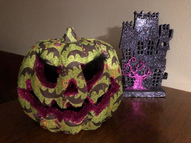 Bolder, brighter Halloween decorations, like these spooky finds from Mary Ellen, might need to be displayed on their own!