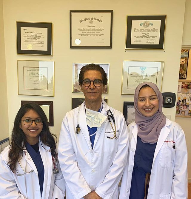 "During our summer mentorship we have seen the most advanced and unusual extragenital endometriosis involving many organs including the bowel, bladder, ureter, diaphragm, pelvic side wall, nerves etc
It is amazing what we have seen and how these patients are happy after the surgery.
They come from all over the world; for example, today we had two patients from LA, one from Ireland and one from Canada.
We have seen the most difficult surgeries done and patients being able to go home 2 hours later.
Minimally invasive surgery has redefined finesse and that’s with a special thanks to Prof. Camran Nezhat, who invented and pioneered the technique of laproscopic video surgery. His thoroughness, kindness and passion make him an ideal mentor. It is our honor to be shadowing him this summer. Our lives have been changed forever!
Thank you to World Wide Endomarch for sponsoring this summer mentorship." - HedaietAllah Ghanem & Hemica Hasan, MBRU medical students from Dubai, UAE.
