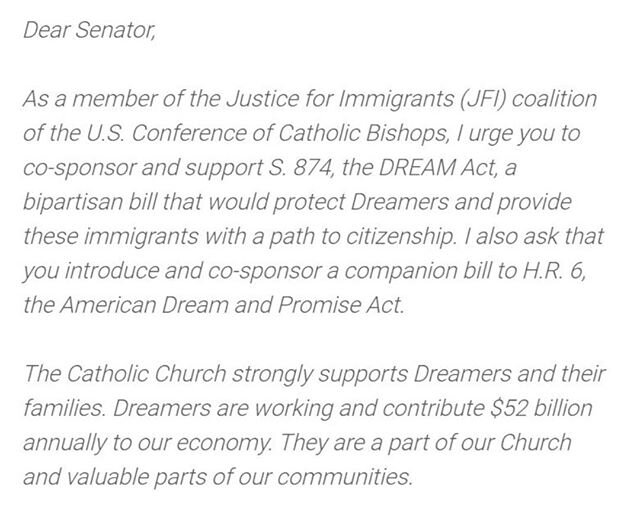 Call to action from the USCCB: Justice for Immigrants. Please consider visiting their website to find an easy letter for action to support the rights of our brothers and sisters who are immigrants: particularly those known as Dreamers.

Justiceforimm