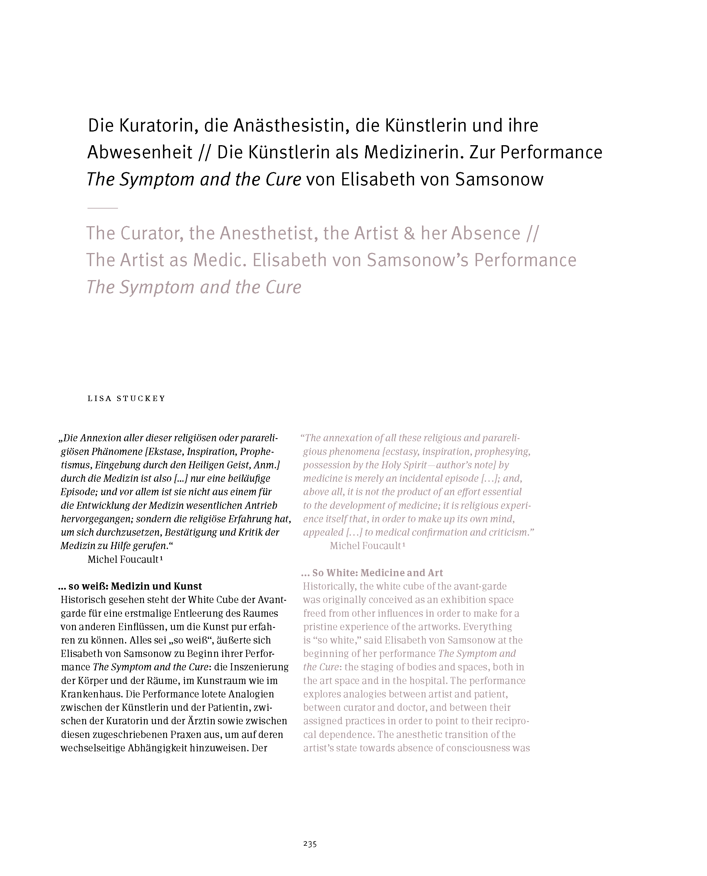 Zeitkunst_Samsonow_The Curator, the Anesthetist, the Artist & her Absence_The Artist as Medic. Elisabeth von Samsonow’s Performance The Symptom and the Cure_Stuckey_Seite_07.png
