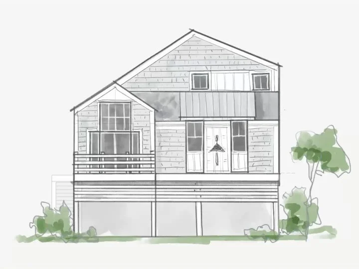Some preliminary sketching for a beach house addition / facelift. The client&rsquo;s tastes lean toward the traditional, and the house leans&hellip; not that. So, we&rsquo;re finding ways to refresh the house without fighting it. #housedesign #sketch