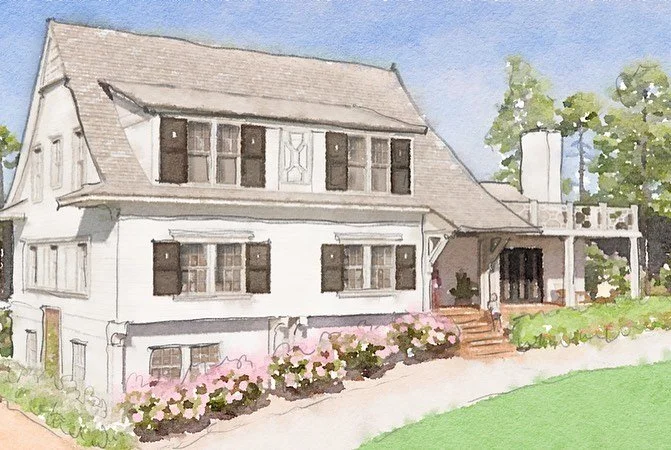 Tasked with adding square footage for a growing family to a 1960s ranch-style house, this design reimagines the home in the Dutch Colonial tradition. By adding a second floor to the house, along with appropriate details, the house is given a second l