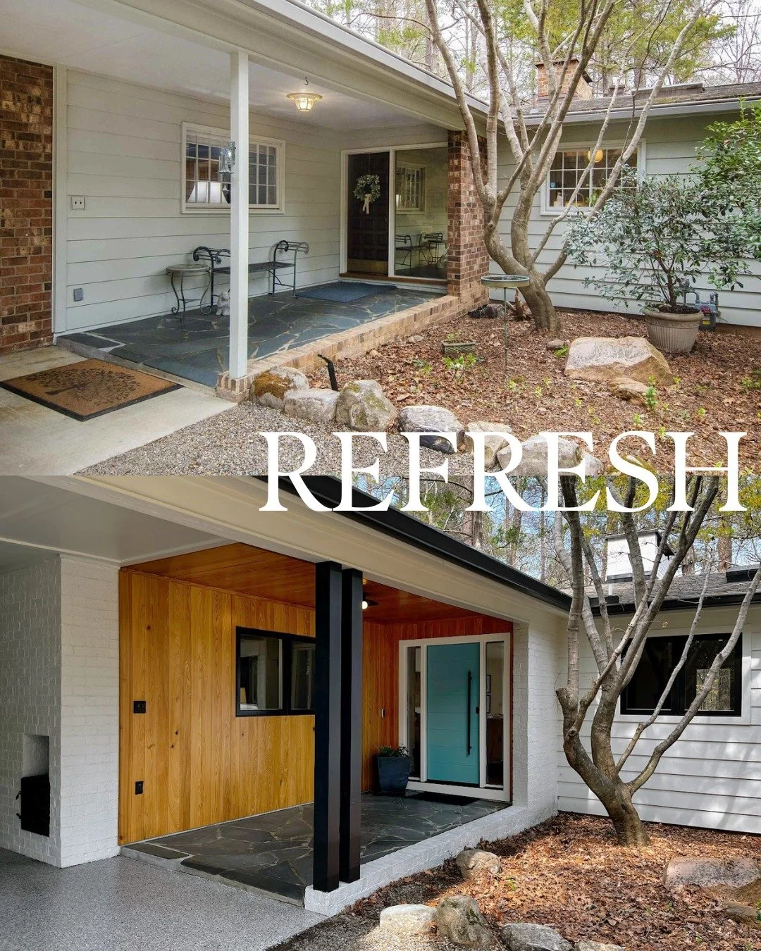 A midcentury house at the edge of Chapel Hill had lost its modern edge and clarity. Through a handful of sketches, I helped the new homeowners reimagine and refresh the house's exterior in a sharper, more cohesive form.