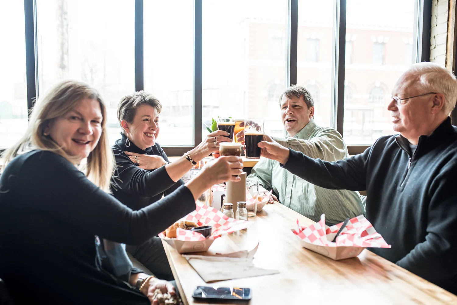 Bar and seating inside Goldhorn Brewery