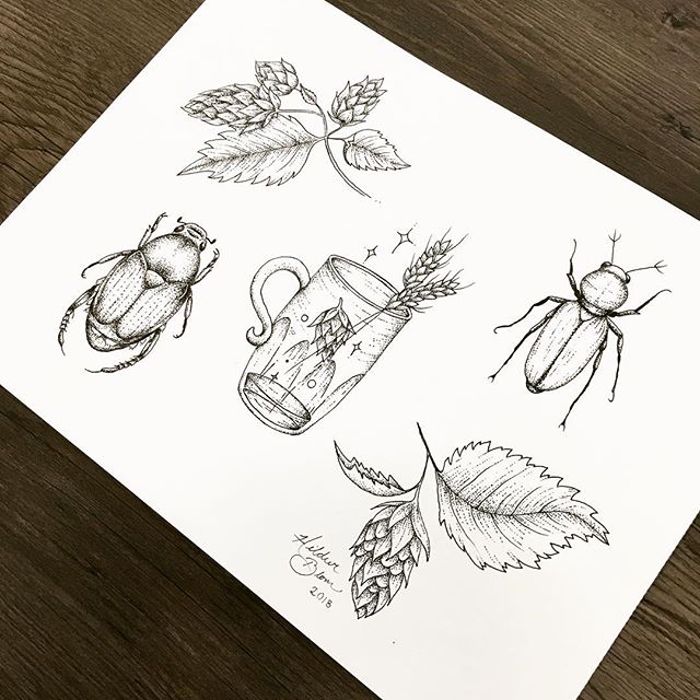 Surprise! In honor of national drink beer day, myself and @maryaliceink will be hosting our surprise flash event today from noon until 6pm! I'll be tattooing from this sheet and the flash you saw earlier this week. Come early as tattooing will be done on a first come first serve basis. This is a cash only event and tattoos will range in price from $150-$250. We can't wait to see you all there! 🍻🌙#tattoo #tattooapprentice #apprentice #apprenticetattoo #flash #flashtattoo #flashfriday #nationaldrinkbeerday #beer #beerenthusiast #hops #japanesebeetle #rosechafer #beetlesofinstagram #seattle #fremont #pnw #tygerwolftattoo #happinessisafreshtattoo #walkinswelcome #girlswhotattoo #womenwhotattoo #thefutureisfemale