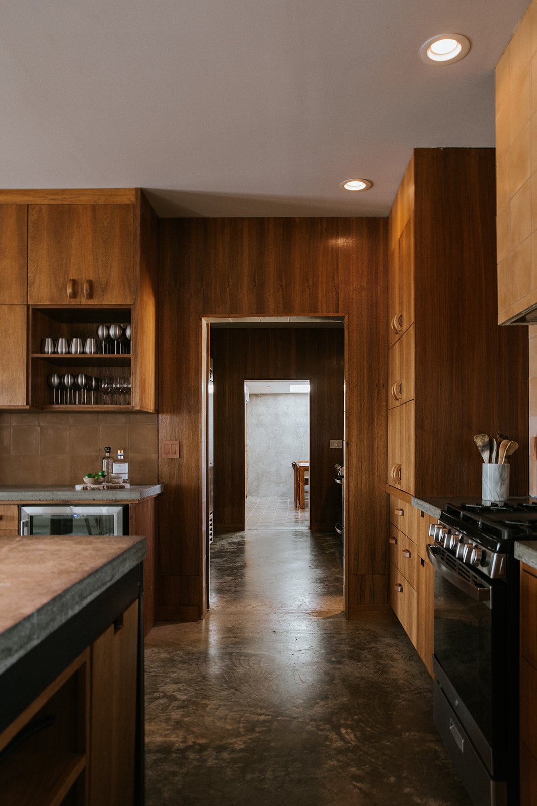 secondary kitchen has designated fridge and pantry space for each casita