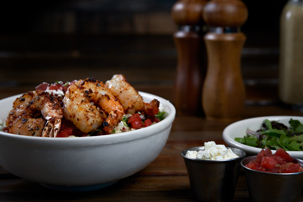 ROASTED BEAT AND HEIRLOOM TOMATO W/ BLACKENED SHRIMP