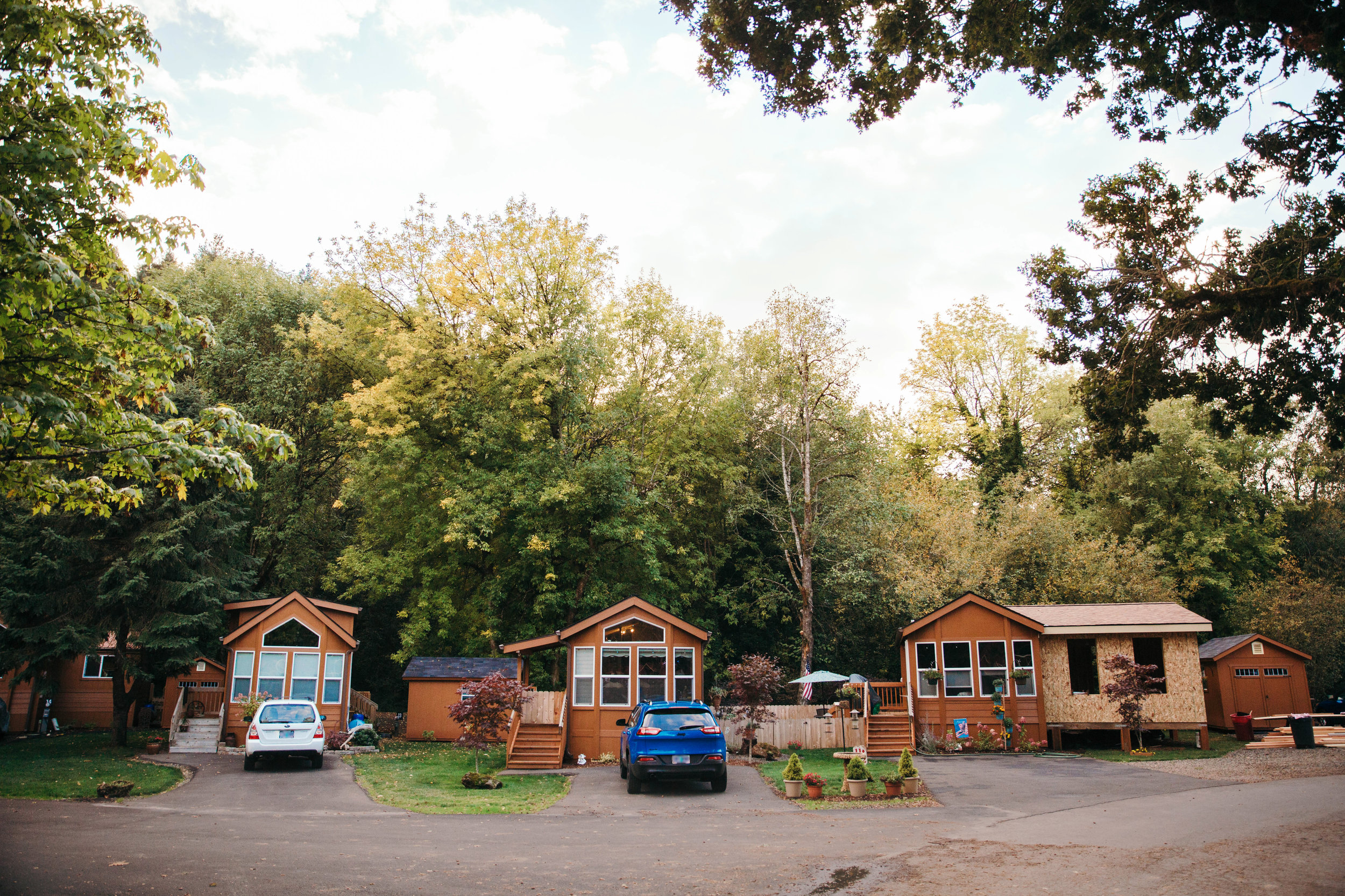 3 Tiny Homes in a Row by Hope Valley Resort