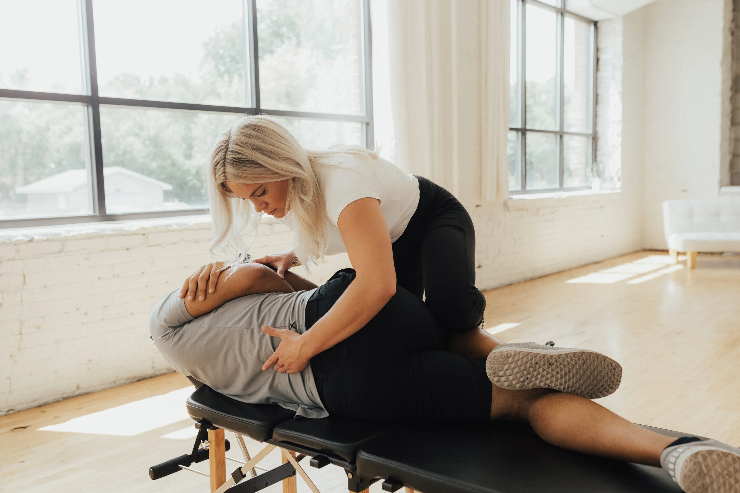 Patient receiving chiropractic care for neck pain in Ham Lake